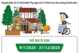 Theo Quyết định mới ban hành, từ ngày 9/1-31/12/2025, người có công nếu cải tạo, sửa chữa nhà ở sẽ được hỗ trợ 30 triệu đồng/hộ, với trường hợp xây mới nhà ở sẽ được hỗ trợ 60 triệu đồng/hộ. (Nguồn: TTXVN)