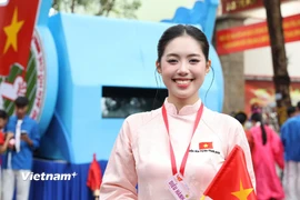 Á hậu 1 Hoa hậu Việt Nam 2024 Trần Ngọc Châu Anh. (Ảnh: Mai Mai/Vietnam+)