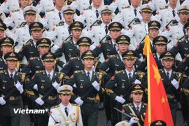 Đoàn quân nhân Trung Quốc tham gia tổng duyệt diễu binh, diễu hành A80. (Ảnh: Hoài Nam/Vietnam+)