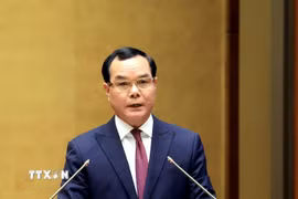 Bộ trưởng Bộ Dân tộc và Tôn giáo Nguyễn Đình Khang phát biểu giải trình, làm rõ một số vấn đề đại biểu Quốc hội nêu. (Ảnh: Tuấn Anh/TTXVN)