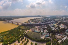 Sông Hồng đoạn chảy qua địa phận thành phố Hà Nội. (Nguồn ảnh: Phạm Tuấn Anh/TTXVN)
