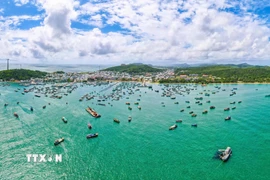 Khu vực neo đậu tàu cá tỉnh An Giang. (Ảnh: Văn Sĩ/TTXVN)