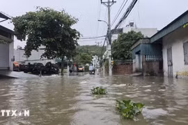 Mưa lớn gây ngập lụt diện rộng tại nhiều địa phương thuộc tỉnh Quảng Ninh. (Ảnh: Thanh Vân/TTXVN)