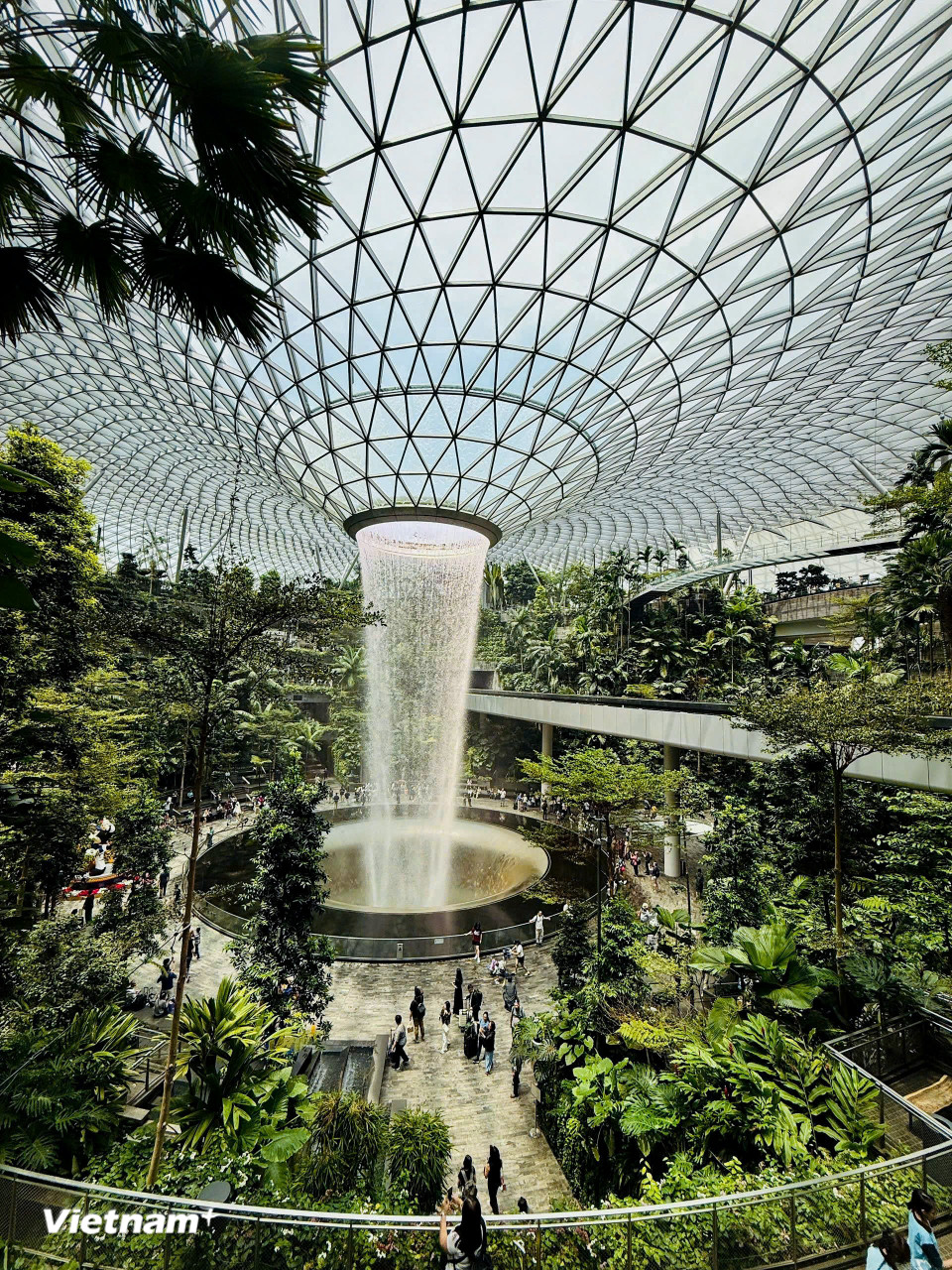 Gắn liền với đó là hệ sinh thái với 2.500 cây xanh và 100.000 bụi cây, tạo cho du khách như lạc vào một khu rừng nhiệt đới thu nhỏ. Sự hòa quyện ấy tạo nên bản sắc đặc trưng của “thành phố giữa thiên nhiên”, nơi con người và thiên nhiên cùng tồn tại hài hòa. (Ảnh: Trần Hương Sơn/Vietnam+)