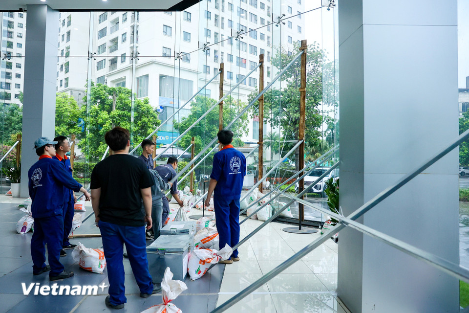 Mọi sự chuẩn bị đề phòng sức tàn phá của cơn bão đang được tất bật triển khai. (Ảnh: Hoài Nam/Vietnam+)