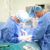 Các bác sỹ thực hiện ca ghép tạng cho bệnh nhân. (Ảnh: PV/Vietnam+)