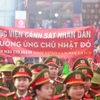 Các trường đại học tham gia Ngày hội hiến máu Chủ Nhật đỏ. (Ảnh: PV/Vietnam+)