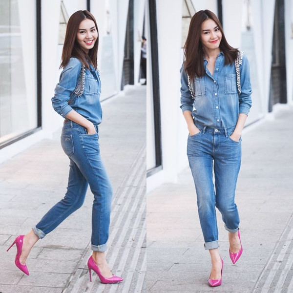 Kiều nữ Việt đua nhau lăng xê xu hướng denim mùa Thu Đông ảnh 4