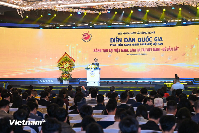 Diễn đàn quốc gia về phát triển doanh nghiệp công nghệ số Việt Nam 2025 chính thức khai mạc. (Ảnh: Minh Sơn/Vietnam+)