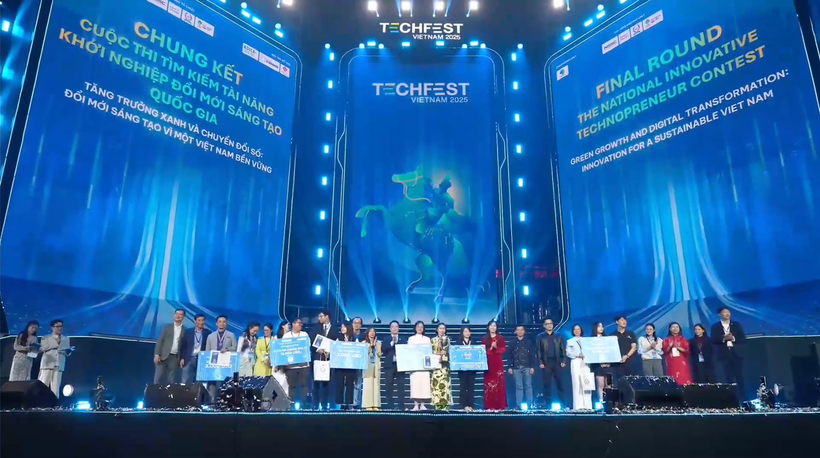 Chung kết Cuộc thi Tìm kiếm Tài năng Khởi nghiệp Đổi mới Sáng tạo Quốc gia đã diễn ra tại Quảng trường Đông Kinh Nghĩa Thục. (Ảnh: PV/Vietnam+)