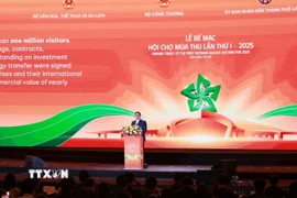 Lễ Bế mạc Hội chợ Mùa Thu lần thứ nhất-năm 2025 (Ảnh: Dương Giang/TTXVN)