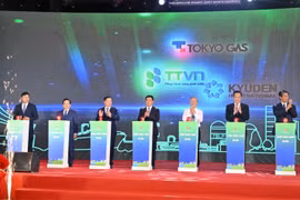 Lễ khởi công dự án Nhà máy nhiệt điện LNG Thái Bình. (Ảnh: CTV/Vietnam+)