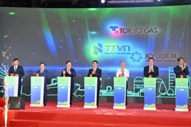 Lễ khởi công dự án Nhà máy nhiệt điện LNG Thái Bình. (Ảnh: CTV/Vietnam+)