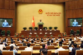 Phó Chủ tịch Quốc hội Nguyễn Khắc Định điều hành phiên họp. (Ảnh: An Đăng/TTXVN)
