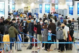 Hành khách làm thủ tục chuyến bay tại Cảng Hàng không Quốc tế Nội Bài. (Ảnh: PV/Vietnam+)