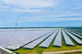 Nhà máy điện mặt trời Gio Thành 1 và Gio Thành 2 có tổng công suất 100 MWp, tổng mức đầu tư 2.300 tỷ đồng. (Ảnh: Nguyên Linh/TTXVN)