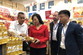 Đoàn công tác Bộ Công Thương khảo sát điểm bán lẻ tại Thành phố Hồ Chí Minh. (Ảnh: Mỹ Phương/TTXVN)