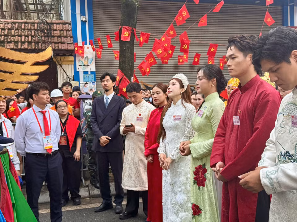 Hơn 100 nghệ sĩ sẵn sàng cho diễu binh, diễu hành A80. (Ảnh: PV/Vietnam+)