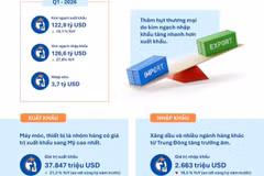 Xuất nhập khẩu quý 1 với áp lực thâm hụt thương mại giữa biến động Mỹ và Trung Đông. (Ảnh: FiinGroup/Vietnam+)