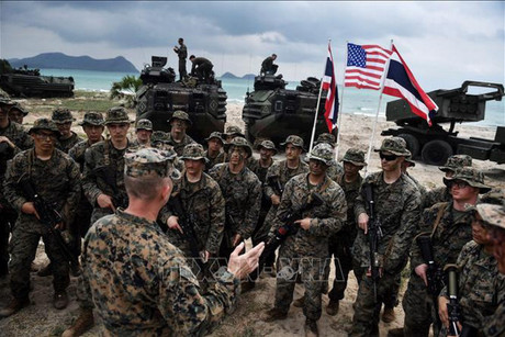 Binh sỹ Mỹ tham gia cuộc tập trận đa phương "Hổ mang Vàng" tại tỉnh Rayong, Thái Lan. (Ảnh: AFP/TTXVN)