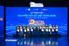 Lễ trao Giải thưởng Chuyển đổi số Việt Nam - Vietnam Digital Awards (VDA) 2026 đã diễn ra tại Hà Nội. (Ảnh: Minh Sơn/Vietnam+)