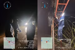 Nhân viên VNPT xuyên bão để giữ liên lạc. (Ảnh: VNPT)