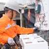 Công nhân Tổng Công ty Điện lực kiểm tra, sửa chữa hệ thống điện đảm bảo vận hành an toàn và đáp ứng điện cho khách hàng. (Ảnh: TTXVN phát)