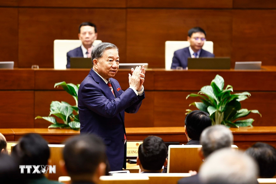 Tổng Bí thư Tô Lâm dự Phiên bế mạc. (Ảnh: Doãn Tấn/TTXVN)