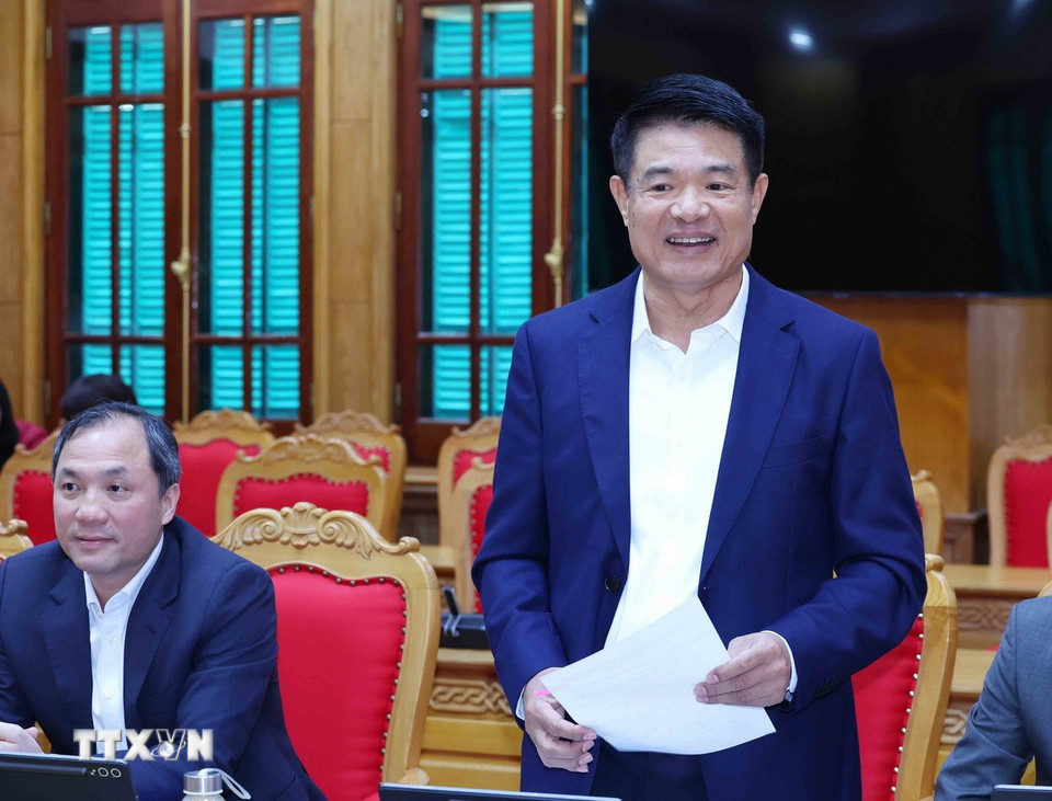 Đồng chí Nguyễn Huy Tiến, Phó Viện trưởng Thường trực Viện Kiểm sát Nhân dân Tối cao phát biểu tại hội nghị. (Ảnh: Phương Hoa/TTXVN)