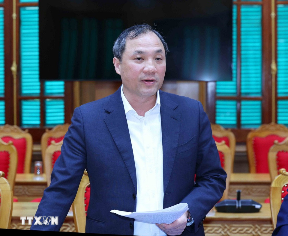 Đồng chí Hoàng Trung Dũng, Ủy viên Trung ương Đảng, Tổng Biên tập Tạp chí Cộng sản phát biểu tại hội nghị. (Ảnh: Phương Hoa/TTXVN)