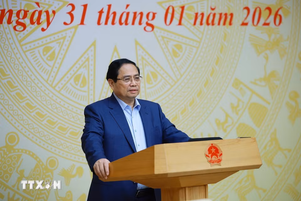 Thủ tướng Phạm Minh Chính chủ trì Phiên họp lần thứ tư của Ban Chỉ đạo quốc gia triển khai Nghị quyết số 68-NQ/TW của Bộ Chính trị về phát triển kinh tế tư nhân. (Ảnh: Dương Giang/TTXVN)