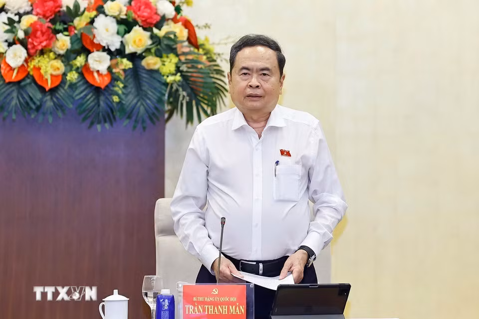 Chủ tịch Quốc hội Trần Thanh Mẫn phát biểu. (Ảnh: Doãn Tấn/TTXVN)