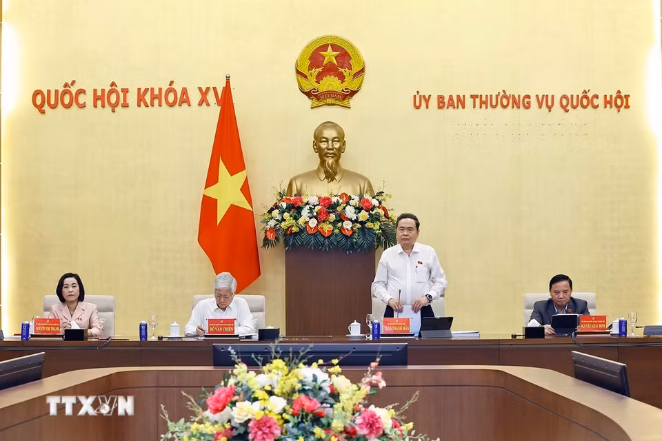 Chủ tịch Quốc hội Trần Thanh Mẫn phát biểu. (Ảnh: Doãn Tấn/TTXVN)