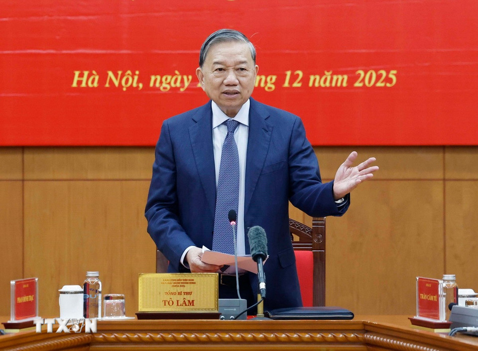 Tổng Bí thư Tô Lâm phát biểu. (Ảnh: Thống Nhất/TTXVN)