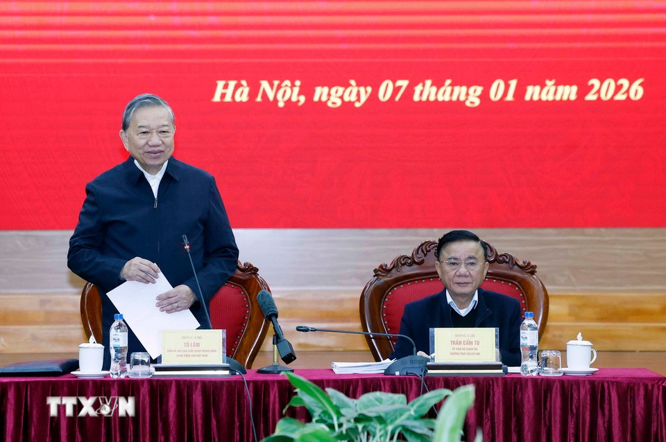 Tổng Bí thư Tô Lâm phát biểu chỉ đạo. (Ảnh: Thống Nhất/ TTXVN)