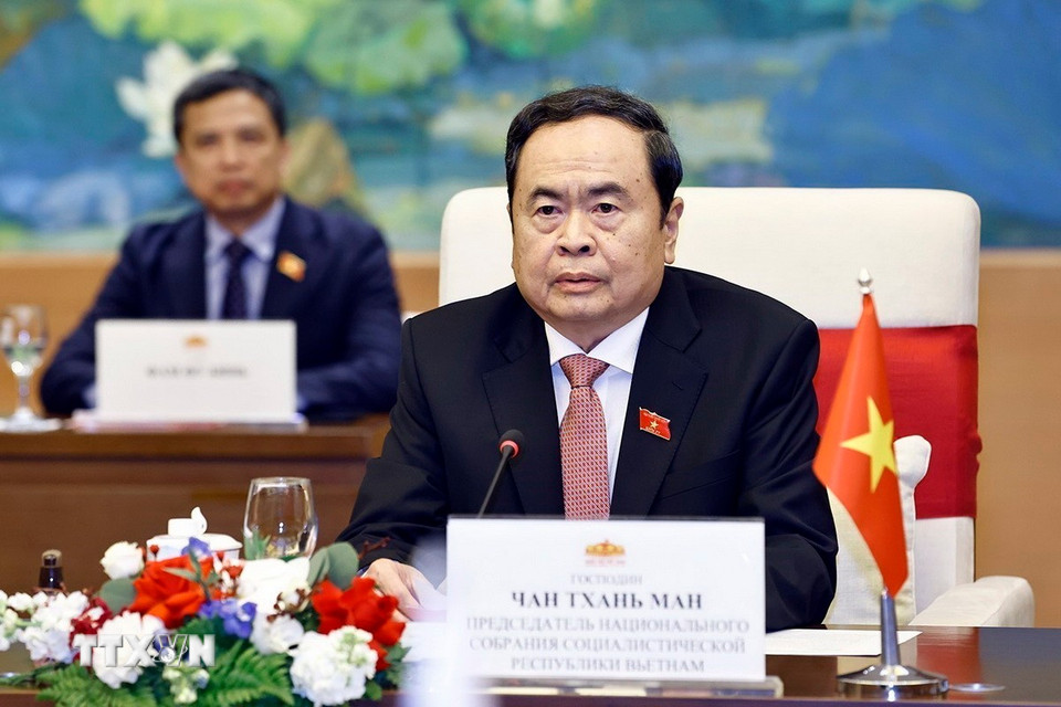 Chủ tịch Quốc hội Trần Thanh Mẫn phát biểu. (Ảnh: Doãn Tấn/TTXVN)