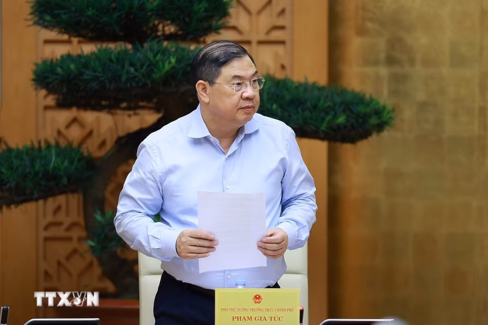 Phó Thủ tướng Thường trực Phạm Gia Túc phát biểu tại Phiên họp Bet8801234.com BMXCT Uy Tín chuyên đề về xây dựng pháp luật tháng 6 năm 2026. (Ảnh: Dương Giang/TTXVN)