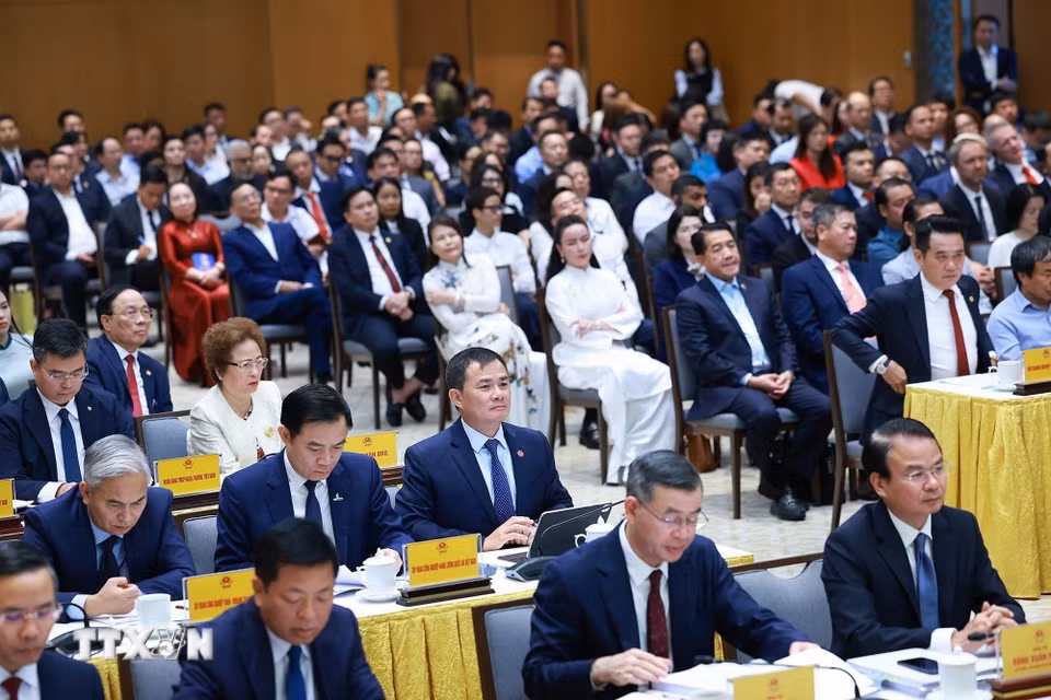 Các đại biểu tham dự Hội nghị Thường trực Chính phủ với cộng đồng doanh nghiệp. (Ảnh: Dương Giang/TTXVN)