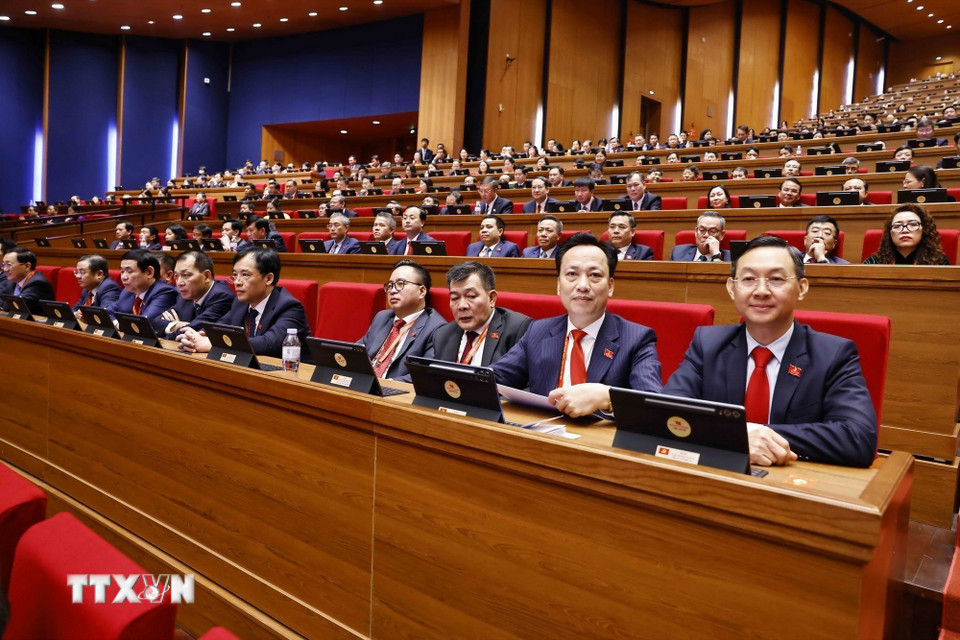 Đoàn đại biểu Đảng bộ Chính phủ dự phiên họp trù bị Đại hội XIV của Đảng. (Ảnh: TTXVN)