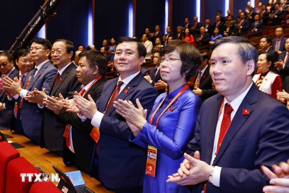 Đoàn đại biểu Đảng bộ Chính phủ tham dự phiên họp trù bị Đại hội XIV của Đảng. (Ảnh: TTXVN)