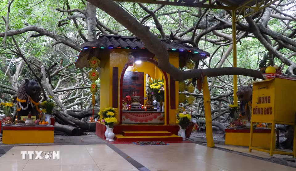 Miếu thờ bà Thượng Động Cố Hỉ (hay Hỷ) tại Di tích lịch sử Giàn Gừa. (Ảnh: Nguyễn Hằng/TTXVN)