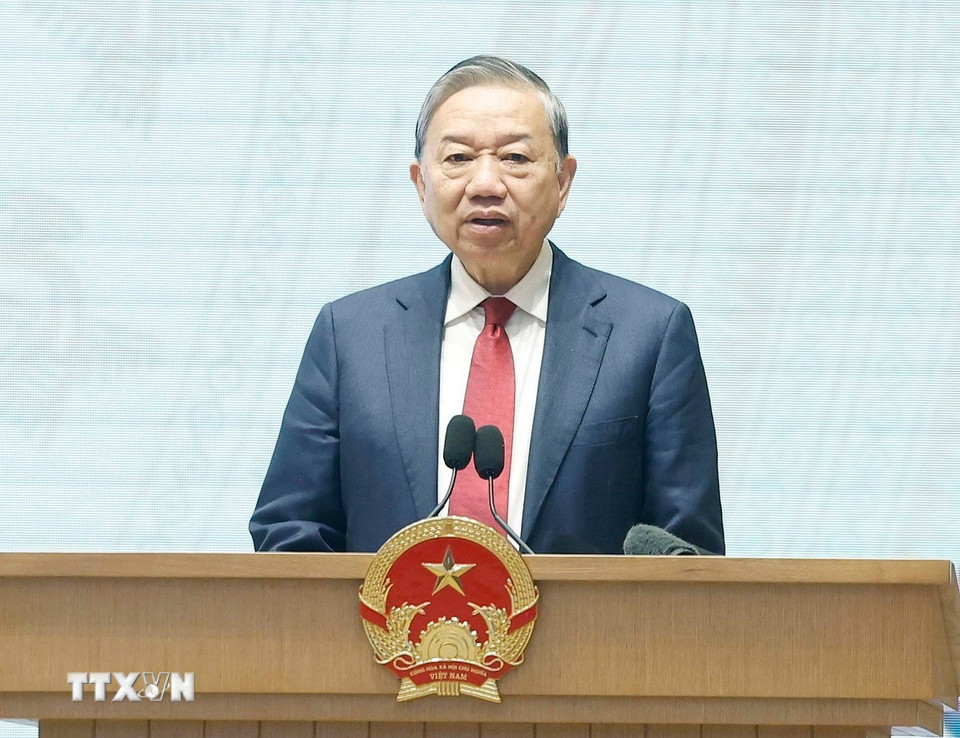 Tổng Bí thư Tô Lâm phát biểu. (Ảnh: Thống Nhất/TTXVN)