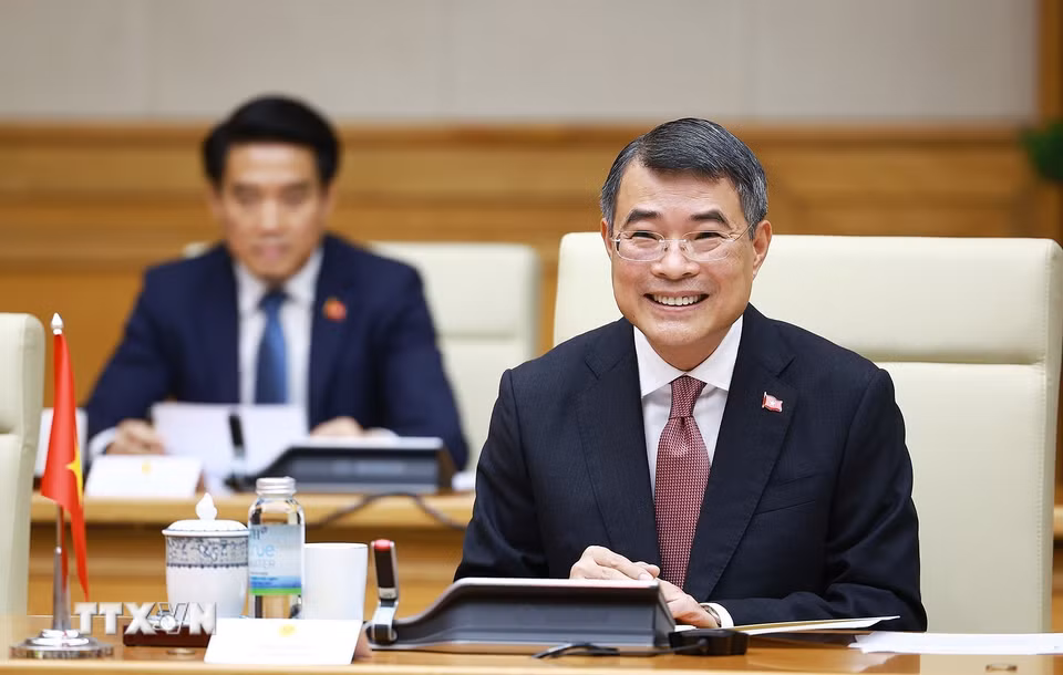 Thủ tướng Lê Minh Hưng phát biểu tại cuộc hội đàm với Thủ tướng Timor-Leste Kay Rala Xanana Gusmão. (Ảnh: Dương Giang/TTXVN)