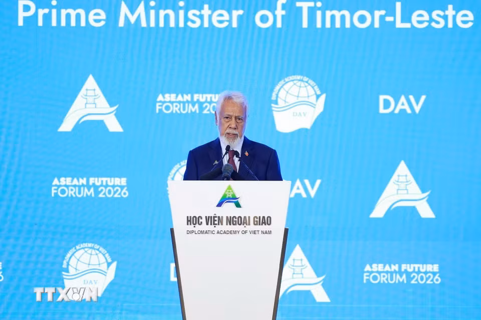 Thủ tướng Timor-Leste Kay Rala Xanana Gusmão phát biểu tại Phiên khai mạc Diễn đàn Tương lai ASEAN lần thứ ba. (Ảnh: Dương Giang/TTXVN)
