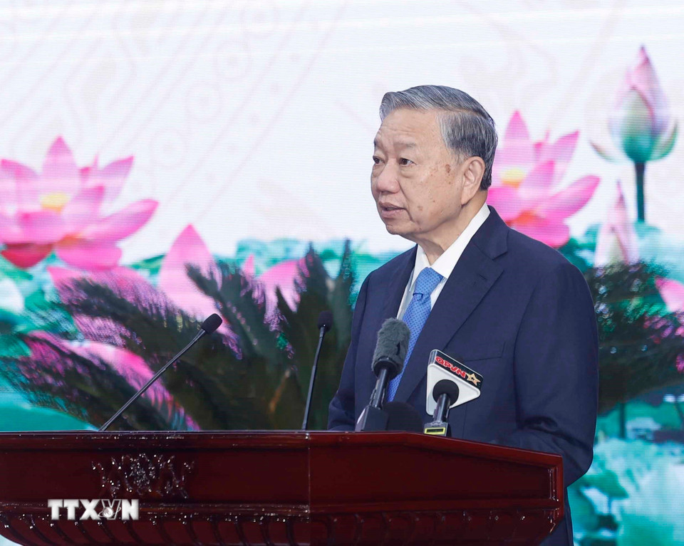 Tổng Bí thư Tô Lâm phát biểu chỉ đạo. (Ảnh: Thống Nhất/ TTXVN)