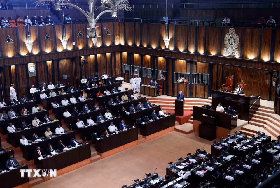 Tổng Bí thư, Chủ tịch nước Tô Lâm phát biểu tại Quốc hội Sri Lanka. (Ảnh: Thống Nhất/TTXVN)