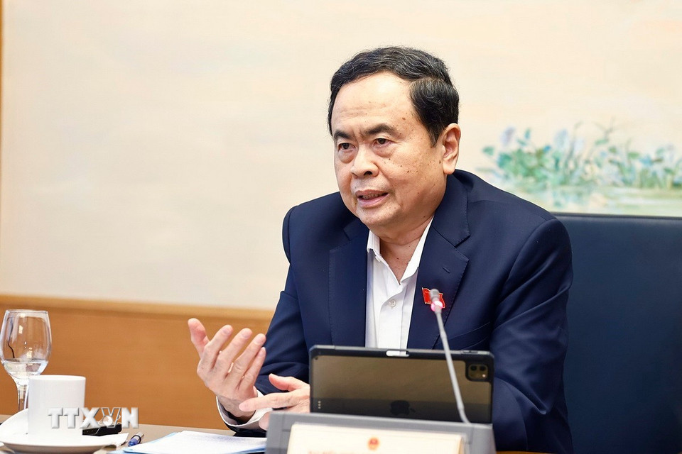 Chủ tịch Quốc hội Trần Thanh Mẫn, Đại biểu Quốc hội tỉnh Hậu Giang phát biểu. (Ảnh: Doãn Tấn/TTXVN)