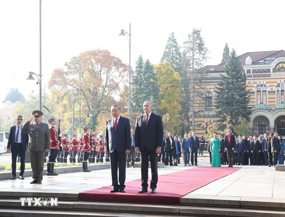 Tổng Bí thư Tô Lâm đặt hoa tại Tượng đài Chiến sỹ vô danh. (Ảnh: Thống Nhất/TTXVN)