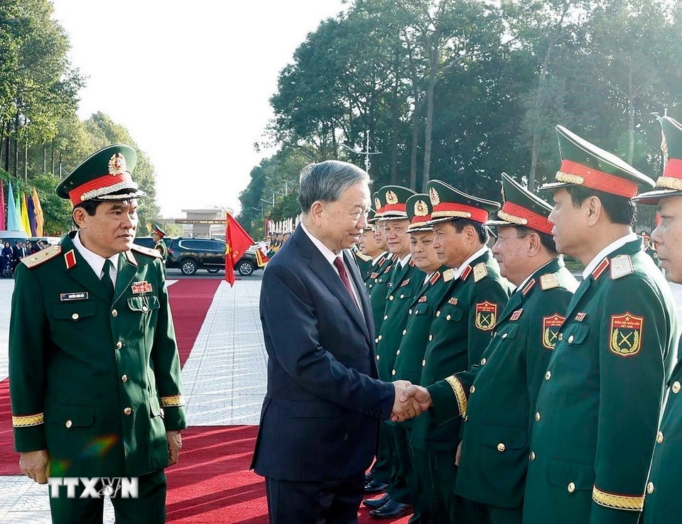 Tổng Bí thư Tô Lâm và các đại biểu. (Ảnh: Thống Nhất/TTXVN)