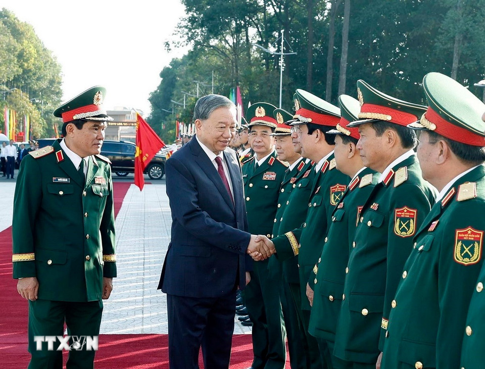 Tổng Bí thư Tô Lâm và các đại biểu. (Ảnh: Thống Nhất/TTXVN)